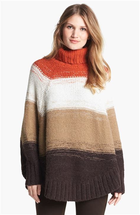 michael kors striped turtleneck poncho sweater|Michael Kors Sweaters for Women .